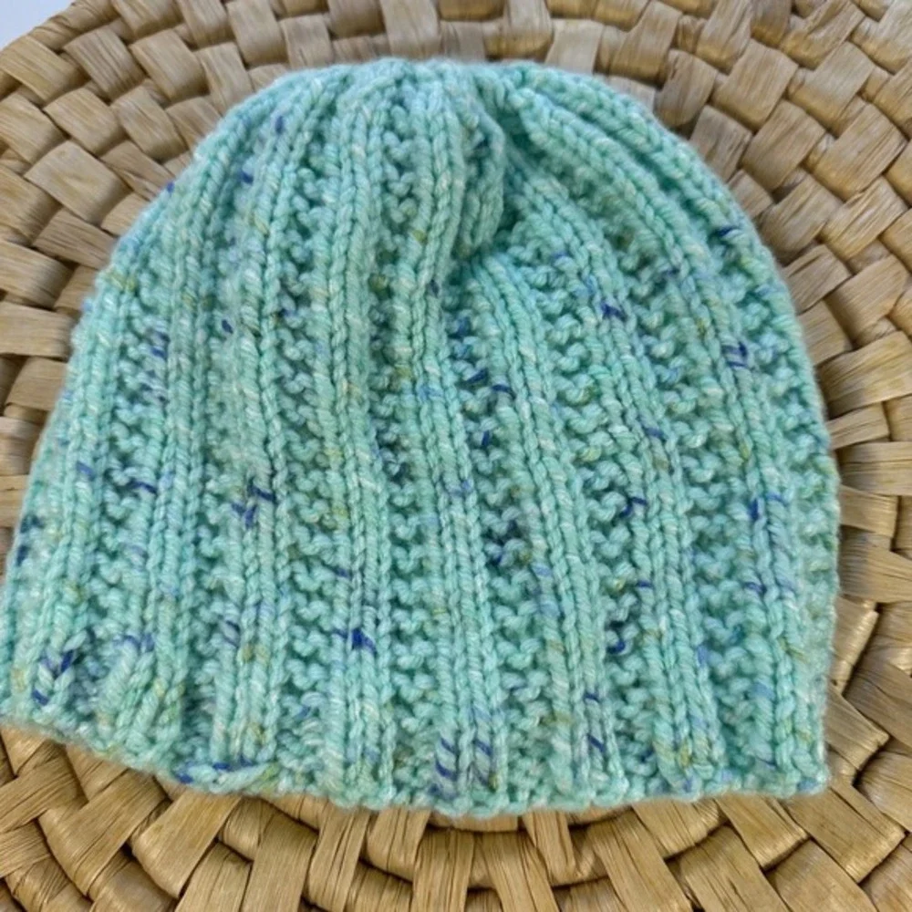 Kids Knit Beanie Hat Blue Speckled Cozy‎ Winter Cap Baby Toddler